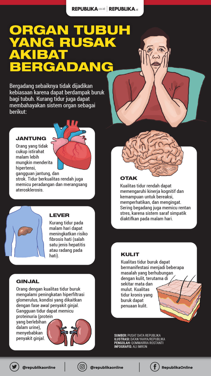 Infografis Organ Tubuh yang Bisa Rusak karena Bergadang