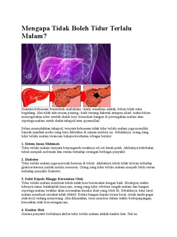 Mengapa Tidak Boleh Tidur Terlalu Malam  PDF