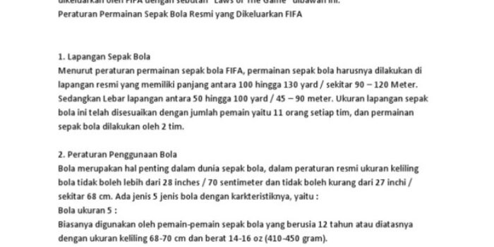 Peraturan-Peraturan Sepak Bola Yang Harus Diketahui Oleh Semua Pemain Dan Wasit