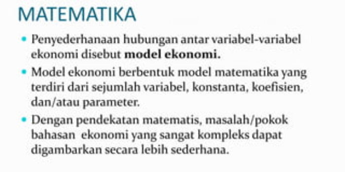 Ekonomi Matematika: Pemodelan Dan Metode Matematika Dalam Ekonomi